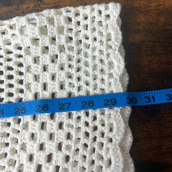 Women's White Crochet Knit Dress Cover-Up Long Sleeve Sz XL Beach Boho Festival - Picture 10 of 11